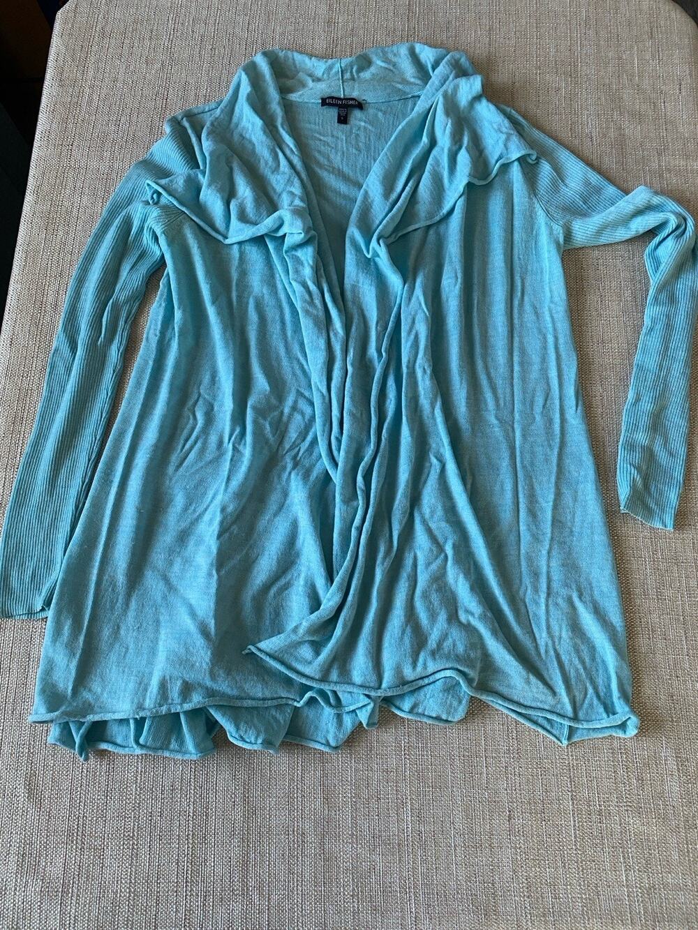 Eileen Fisher 100% Merino Wool Cardigan Minimalist Office Work Quiet Luxury S